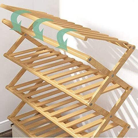 Generic Home Garden Balcony Multi-Layer Folding Wooden Bamboo Stand Shelf Rack Display