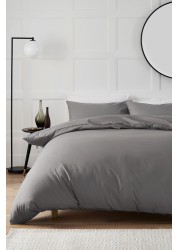 Cotton Rich Duvet Cover and Pillowcase Set Plain Percale