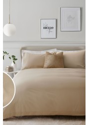 Collection Luxe 300 Thread Count 100% Cotton Sateen Duvet Cover And Pillowcase Set Satin Stitch