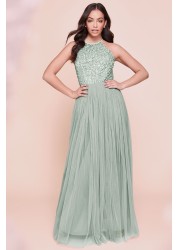 Maya Halterneck Delicate Sequin Maxi Dress Regular