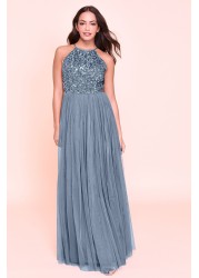 Maya Halterneck Delicate Sequin Maxi Dress Regular