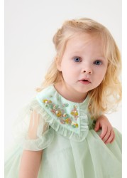 Embellished Mesh Collar Dress (3mths-8yrs)