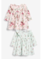 2 Pack Long Sleeved Floral Baby Dresses (0mths-3yrs)