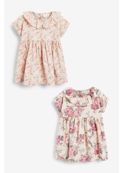 2 Pack Long Sleeved Floral Baby Dresses (0mths-3yrs)