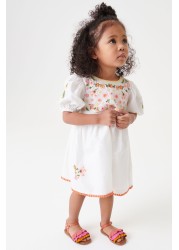 Embroidered Puff Sleeve Dress (3mths-8yrs)