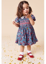 Lace Collar Shirred Cotton Dress (3mths-8yrs)