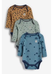 Long Sleeve Baby Bodysuits 3 Pack (0mths-3yrs)