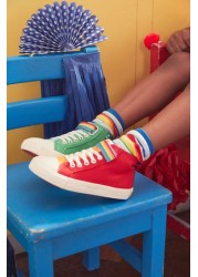 Little Bird Multicoloured Rainbow Canvas High Trainers