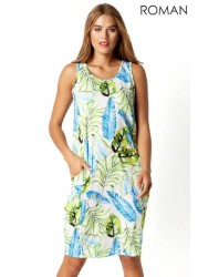 Roman Leaf Print Slouch Dress