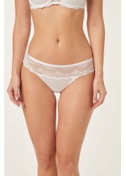 Microfibre And Lace Knickers Thong