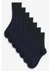 7 Pack Ribbed Cotton Rich Socks