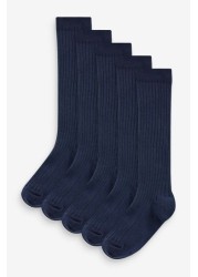 5 Pack Cotton Rich Knee High Socks