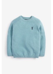 Textured Crew Jumper (3-16yrs) With Stag