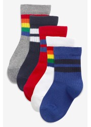 5 Pack Cotton Rich Ribbed Socks