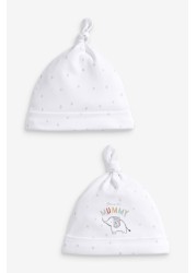 2 Pack Tie Top Baby Hats (0-6mths)