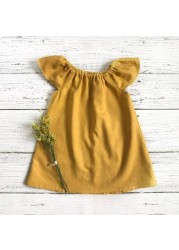 Summer Baby Dress Cotton Baby Simple Dress Girls Home Dress Solid Baby Girls Casual Kids Dress Loose Dresses Clothes