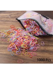 1000pcs Disposable Rubber Band Hairband For Kids Ponytail Hair Ties Colorful Elastic Hair Bands Baby Hair Accessories