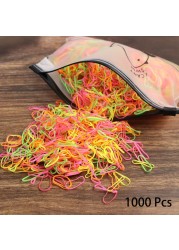 1000pcs Disposable Rubber Band Hairband For Kids Ponytail Hair Ties Colorful Elastic Hair Bands Baby Hair Accessories