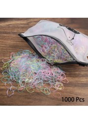 1000pcs Disposable Rubber Band Hairband For Kids Ponytail Hair Ties Colorful Elastic Hair Bands Baby Hair Accessories