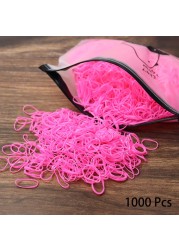 1000pcs Disposable Rubber Band Hairband For Kids Ponytail Hair Ties Colorful Elastic Hair Bands Baby Hair Accessories