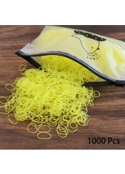 1000pcs Disposable Rubber Band Hairband For Kids Ponytail Hair Ties Colorful Elastic Hair Bands Baby Hair Accessories