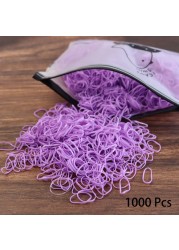 1000pcs Disposable Rubber Band Hairband For Kids Ponytail Hair Ties Colorful Elastic Hair Bands Baby Hair Accessories