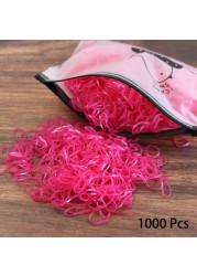 1000pcs Disposable Rubber Band Hairband For Kids Ponytail Hair Ties Colorful Elastic Hair Bands Baby Hair Accessories