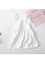 Girls Summer Sleeveless Dress Cotton Solid Kids Dress Girls Dresses Beach Dress Slip Dress Fashion Girls Clothes