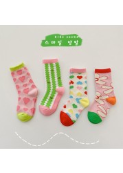 Children Baby Girls Leg Warmer Cartoon High Socks Cute Cotton Socks Toddler Spring Clothes 2022 Toddler Cartoon Socks 4 pairs/lot