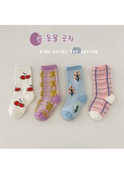 Children Baby Girls Leg Warmer Cartoon High Socks Cute Cotton Socks Toddler Spring Clothes 2022 Toddler Cartoon Socks 4 pairs/lot