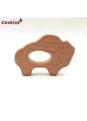 Lovely Cartoon Wood Teether 10pcs Pure Natural Animal Shaped Baby Teething Nursing Wood Teether Baby Girl DIY Pendant Toys