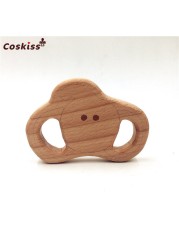 Lovely Cartoon Wood Teether 10pcs Pure Natural Animal Shaped Baby Teething Nursing Wood Teether Baby Girl DIY Pendant Toys