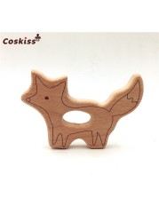 Lovely Cartoon Wood Teether 10pcs Pure Natural Animal Shaped Baby Teething Nursing Wood Teether Baby Girl DIY Pendant Toys