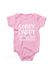 Newborn Baby Jumpsuit 0-18M Sorry Daddy As You Know Her Two Heads Funny Print Cotton Jumpsuit Baby Boy Short Sleeve Jumpsuit