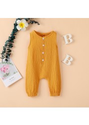 Summer Newborn Baby Boys Girls Romper Jumpsuit One Piece Solid Color Sleeveless Newborn Baby Clothes