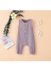 Summer Newborn Baby Boys Girls Romper Jumpsuit One Piece Solid Color Sleeveless Newborn Baby Clothes