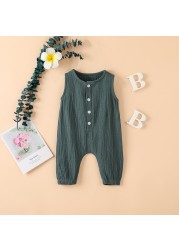 Summer Newborn Baby Boys Girls Romper Jumpsuit One Piece Solid Color Sleeveless Newborn Baby Clothes