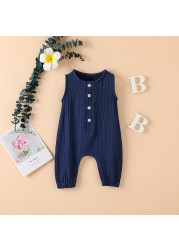 Summer Newborn Baby Boys Girls Romper Jumpsuit One Piece Solid Color Sleeveless Newborn Baby Clothes