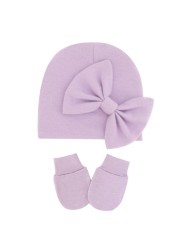 1 Set Newborn Beanie Gloves Set Baby Headband Hat Glove Kit Infant Autumn Winter Warm Cotton Head Wrap Glove Shower Gifts