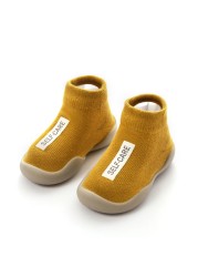 Unisex Baby Shoes First Shoes Baby Walkers Toddler First Walker Baby Girl Kids Soft Rubber Sole Baby Shoes Knit Socks Anti-slip