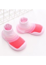 Unisex Baby Shoes First Shoes Baby Walkers Toddler First Walker Baby Girl Kids Soft Rubber Sole Baby Shoes Knit Socks Anti-slip