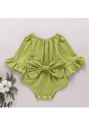 Baby clothes baby girls romper long sleeves with big bow comfy jumpsuit for newborn baby