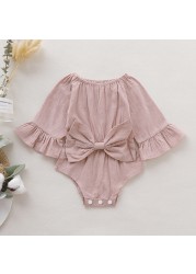 Baby clothes baby girls romper long sleeves with big bow comfy jumpsuit for newborn baby