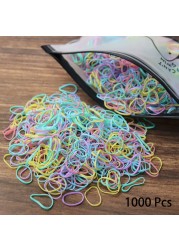 1000pcs Elastic Hair Bands Ponytail Hairband Colorful Rubber Band Scrunchies Disposable Baby Hair Accessories Cute Hair Ties