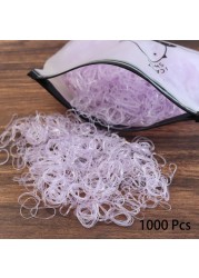 1000pcs Elastic Hair Bands Ponytail Hairband Colorful Rubber Band Scrunchies Disposable Baby Hair Accessories Cute Hair Ties