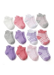 12 pairs/lot early childhood socks cotton floor socks boy gril baby short socks non-slip 1-5 years