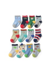 12 pairs/lot early childhood socks cotton floor socks boy gril baby short socks non-slip 1-5 years