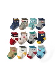 12 pairs/lot early childhood socks cotton floor socks boy gril baby short socks non-slip 1-5 years