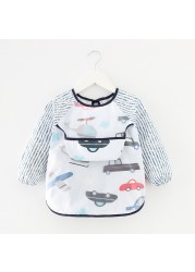 Baby Kids Toddler Long Sleeve Waterproof Scarf Art Smock Feeding Bib Pocket Infant Boys Girls Burp Cloths Bandana Bibs