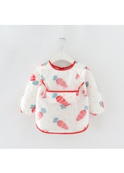 Baby Kids Toddler Long Sleeve Waterproof Scarf Art Smock Feeding Bib Pocket Infant Boys Girls Burp Cloths Bandana Bibs